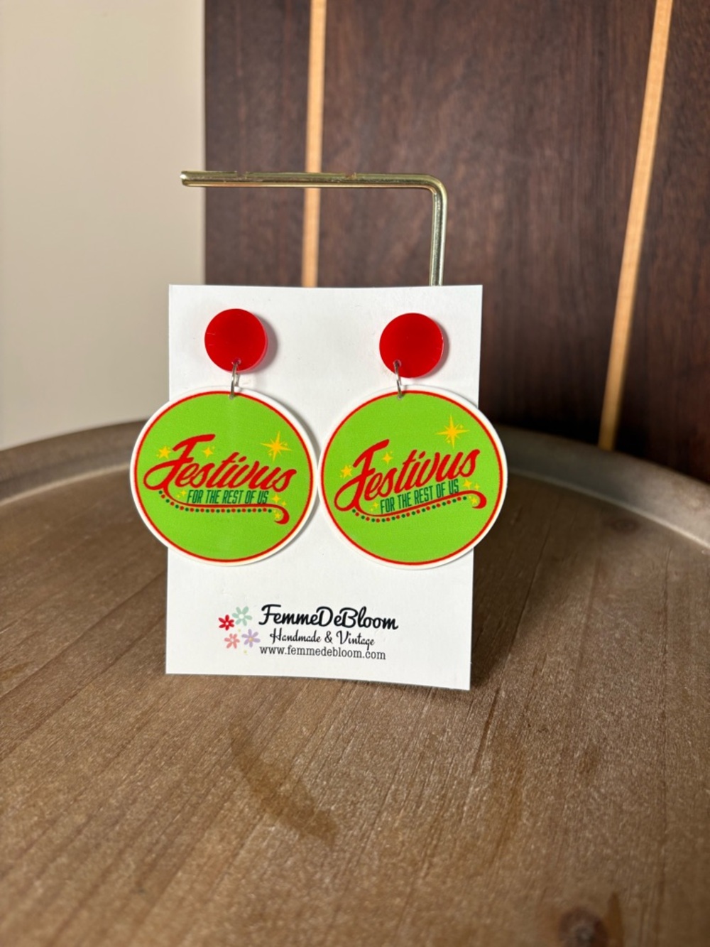 💛 BOGO 💛 FemmeDeBloom “Festivus” Statement Drop Earrings in Lime Green & Red